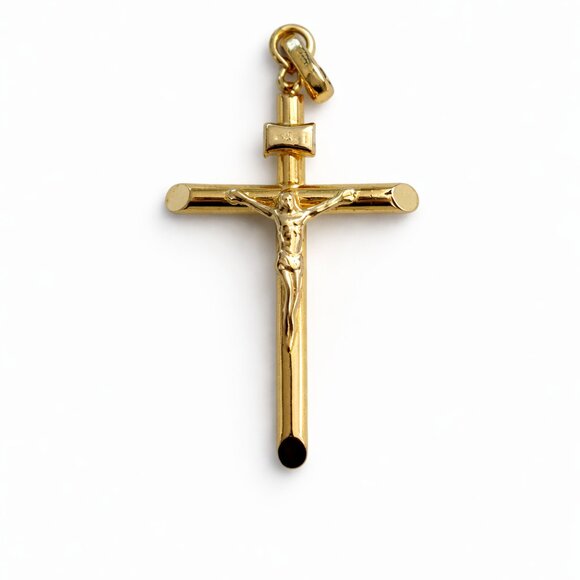 None Jewelry - 14K Gold Crucifix Cross Pendant w/ Corpus – Purchased at Vatican – 2g
